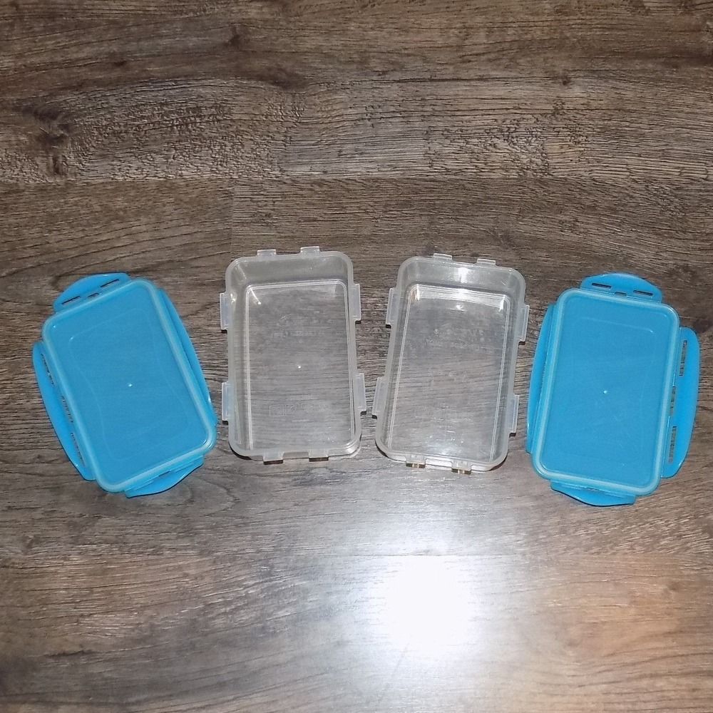 Lock & Lock Food Storage Containers 2pc 1L 34oz Blue Rectangular - Picture 8 of 8